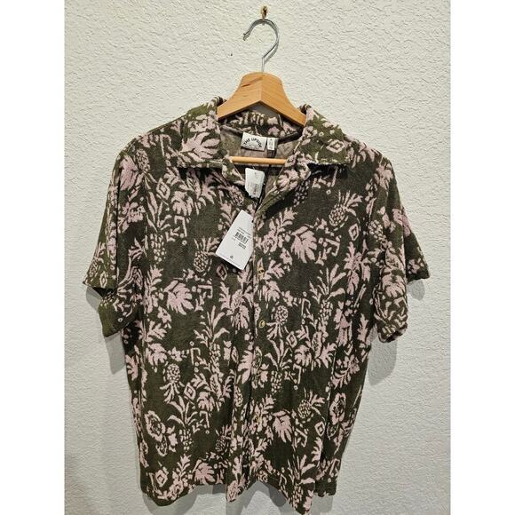 The upside / Cocos Stella Terry Cloth Shirt | Olive Green sz Small 6 - Picture 1 of 4